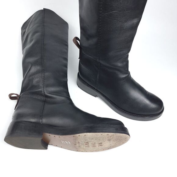 Free People Horse Girl Bryce Equestrian Slouchy Knee Riding Boots Black Leather - Picture 5 of 16